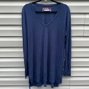 Anthropologie | Pure + Good Long Sleeve V-neck Navy Tunic Top size large
